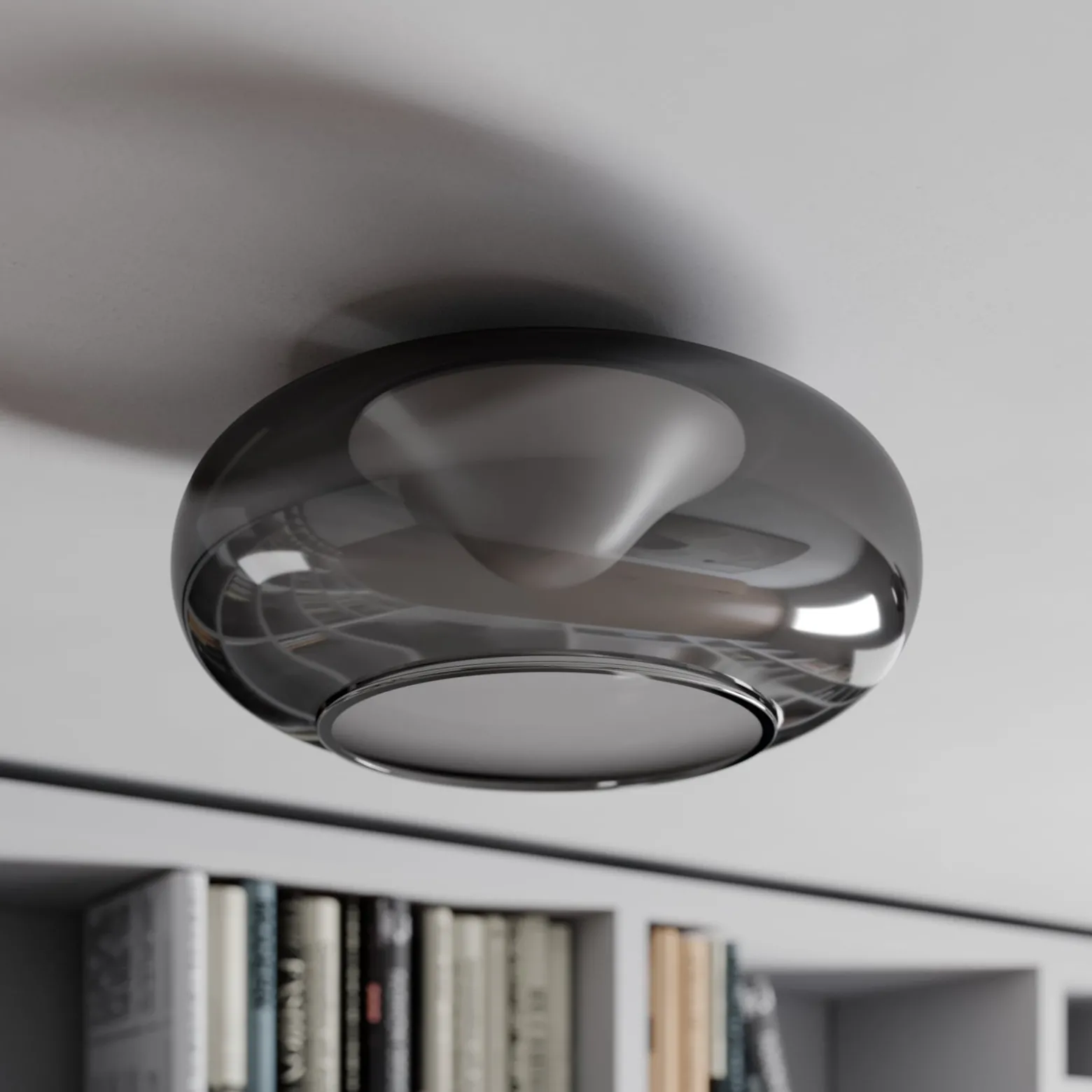 Lucande LED-Deckenlampe Mijo, Ø 43 cm, rauchgrau, Glas