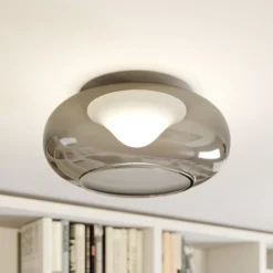 Lucande LED-Deckenlampe Mijo, Ø 43 cm, rauchgrau, Glas