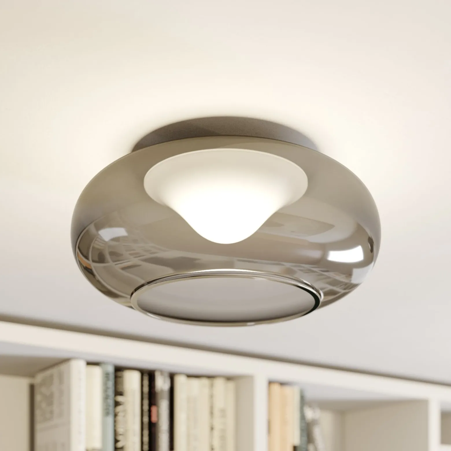 Lucande LED-Deckenlampe Mijo, Ø 43 cm, rauchgrau, Glas
