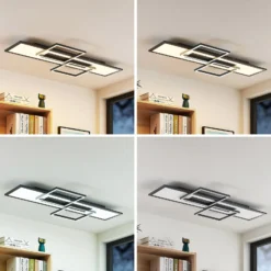 Lucande LED-Deckenlampe Narumi, CCT, 110cm, schwarz, Alu