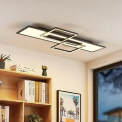 Lucande LED-Deckenlampe Narumi, CCT, 110cm, schwarz, Alu