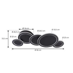 Lucande LED-Deckenleuchte Diala, schwarz, Metall, 96 cm