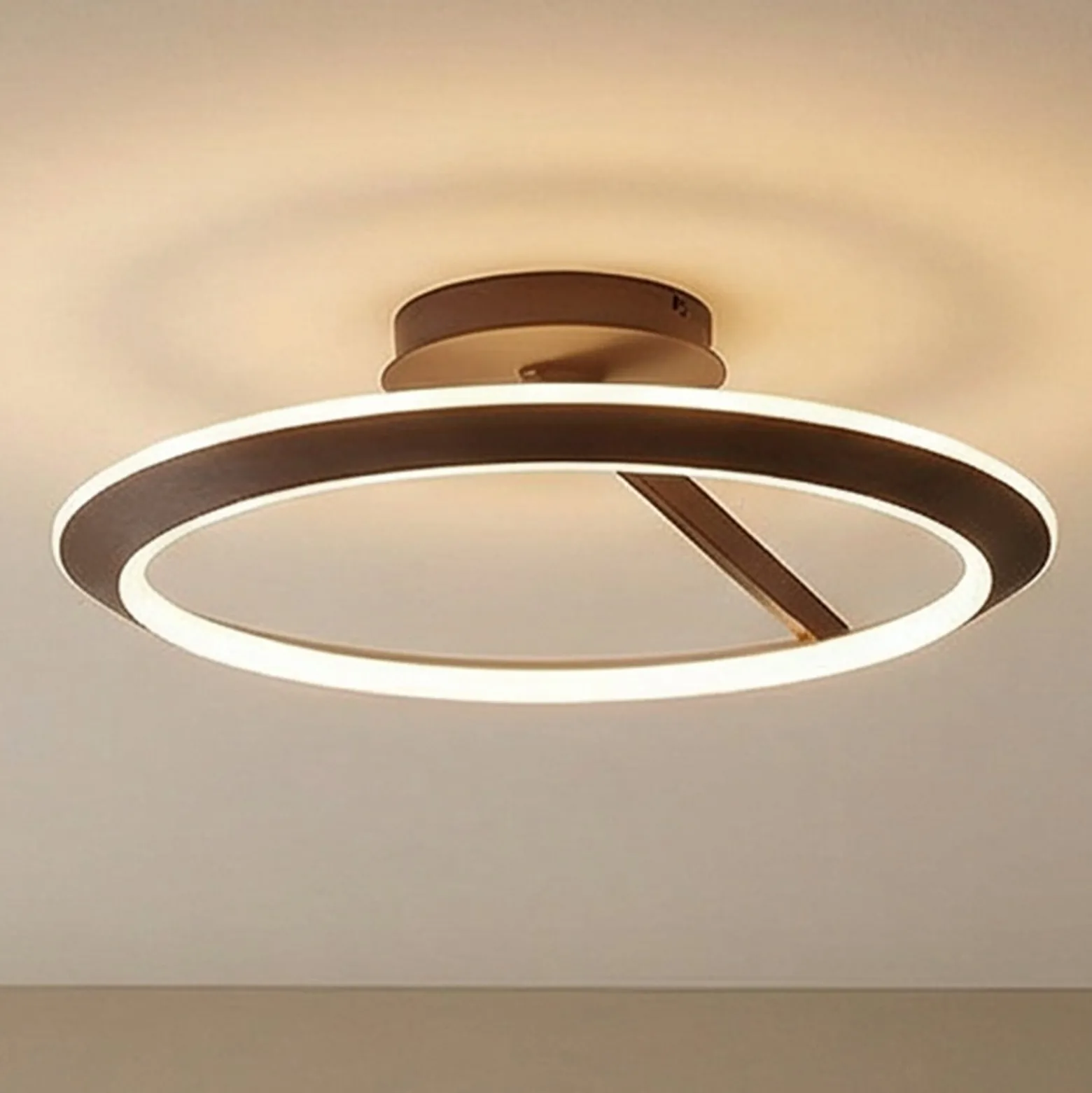 Lucande LED-Deckenleuchte Eldra, kaffeebraun, Ø 55 cm, CCT