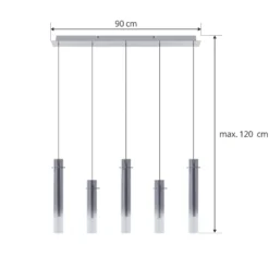 Lucande LED-Deckenleuchte Korvitha, 5-flammig, grau, Glas