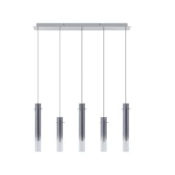 Lucande LED-Deckenleuchte Korvitha, 5-flammig, grau, Glas