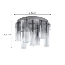 Lucande LED-Deckenleuchte Korvitha, 7-flammig, grau, Glas
