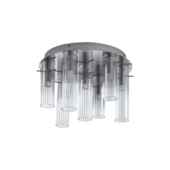 Lucande LED-Deckenleuchte Korvitha, 7-flammig, grau, Glas