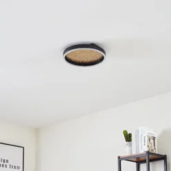 Lucande LED-Deckenleuchte Menulis, schwarz/gold, PC, Ø 30 cm