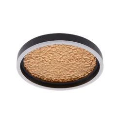 Lucande LED-Deckenleuchte Menulis, schwarz/gold, PC, Ø 30 cm