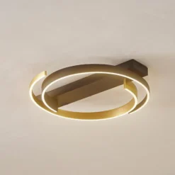 Lucande LED-Deckenleuchte Natsuma, schwarz/gold, Ø50 cm