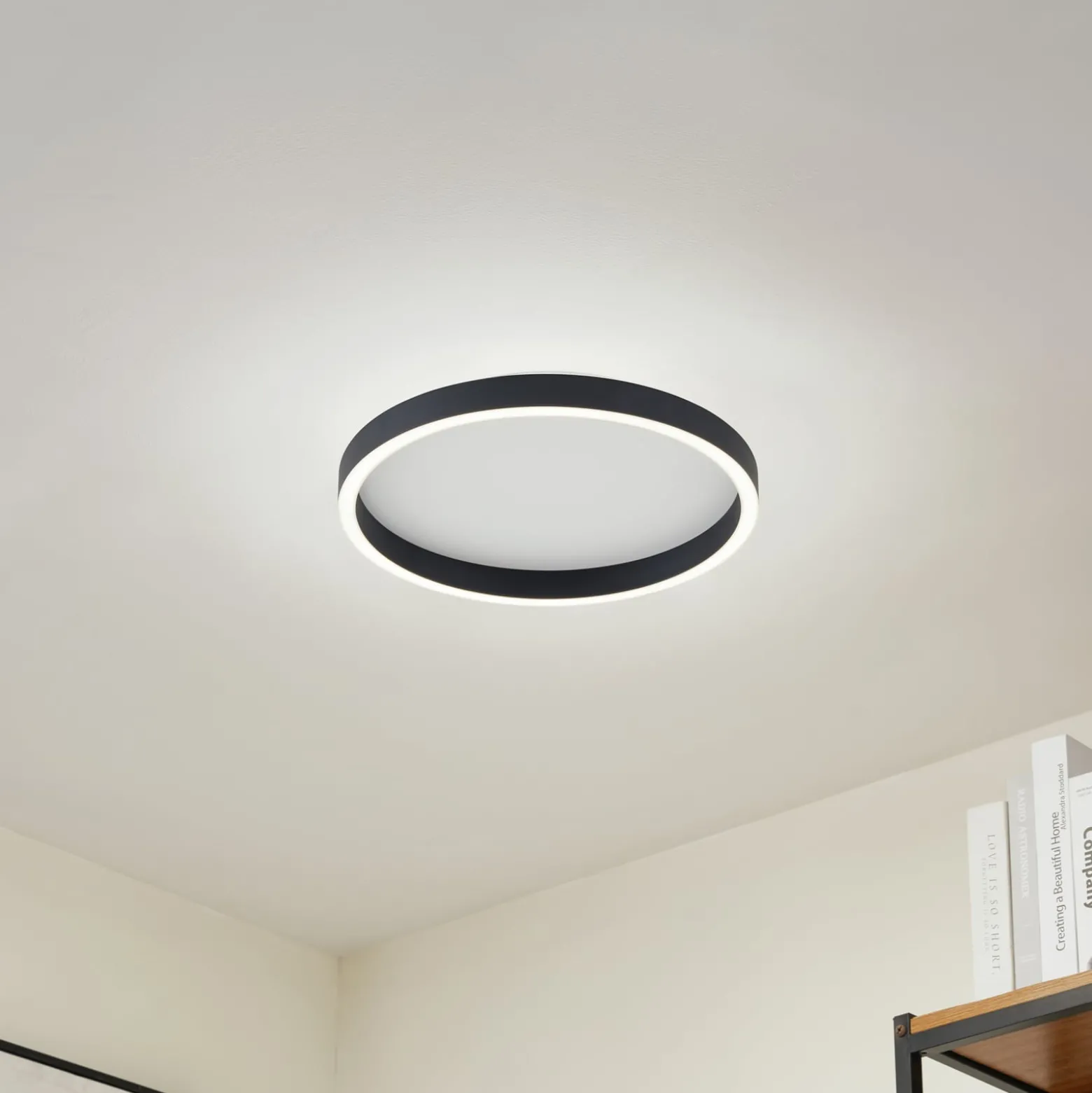 Lucande LED-Deckenleuchte Rotundo, Ø 40 cm, schwarz, dimmbar