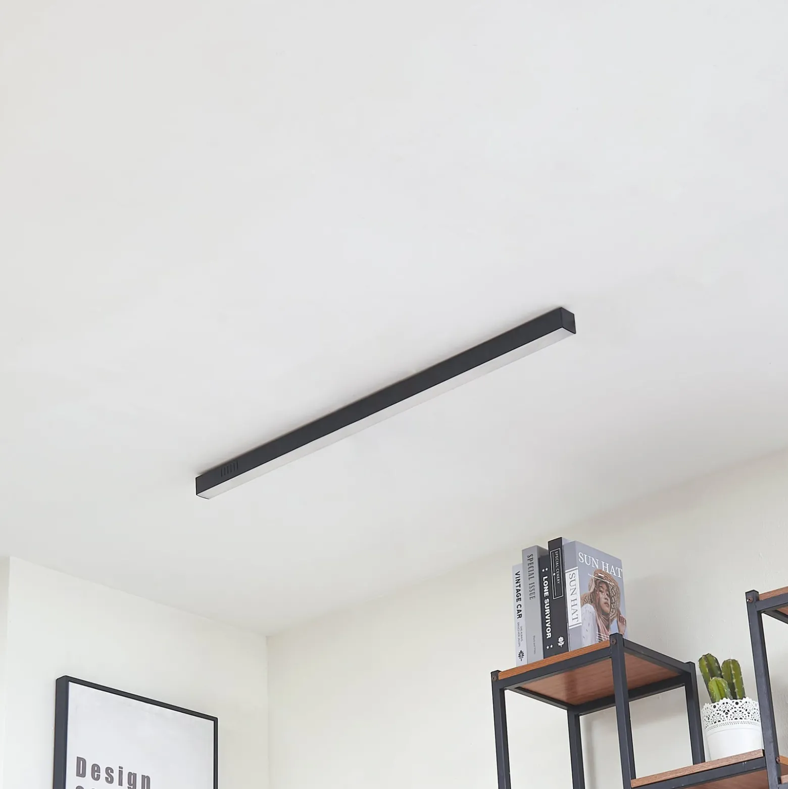 Lucande LED-Deckenleuchte Teniona, 101 cm, schwarz, Alu