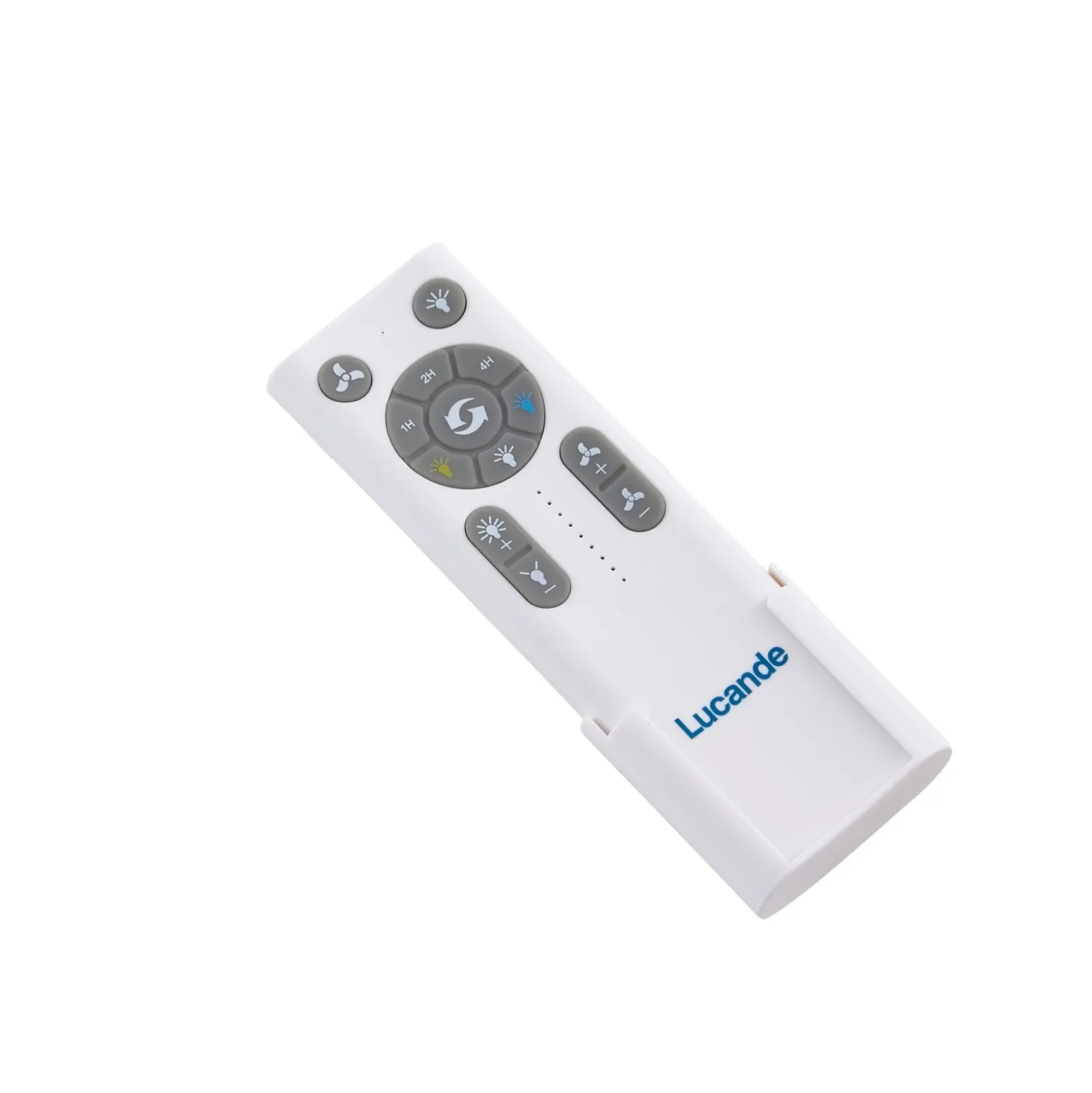 Lucande LED-Deckenventilator Airona, weiß/holz DC leise dim.