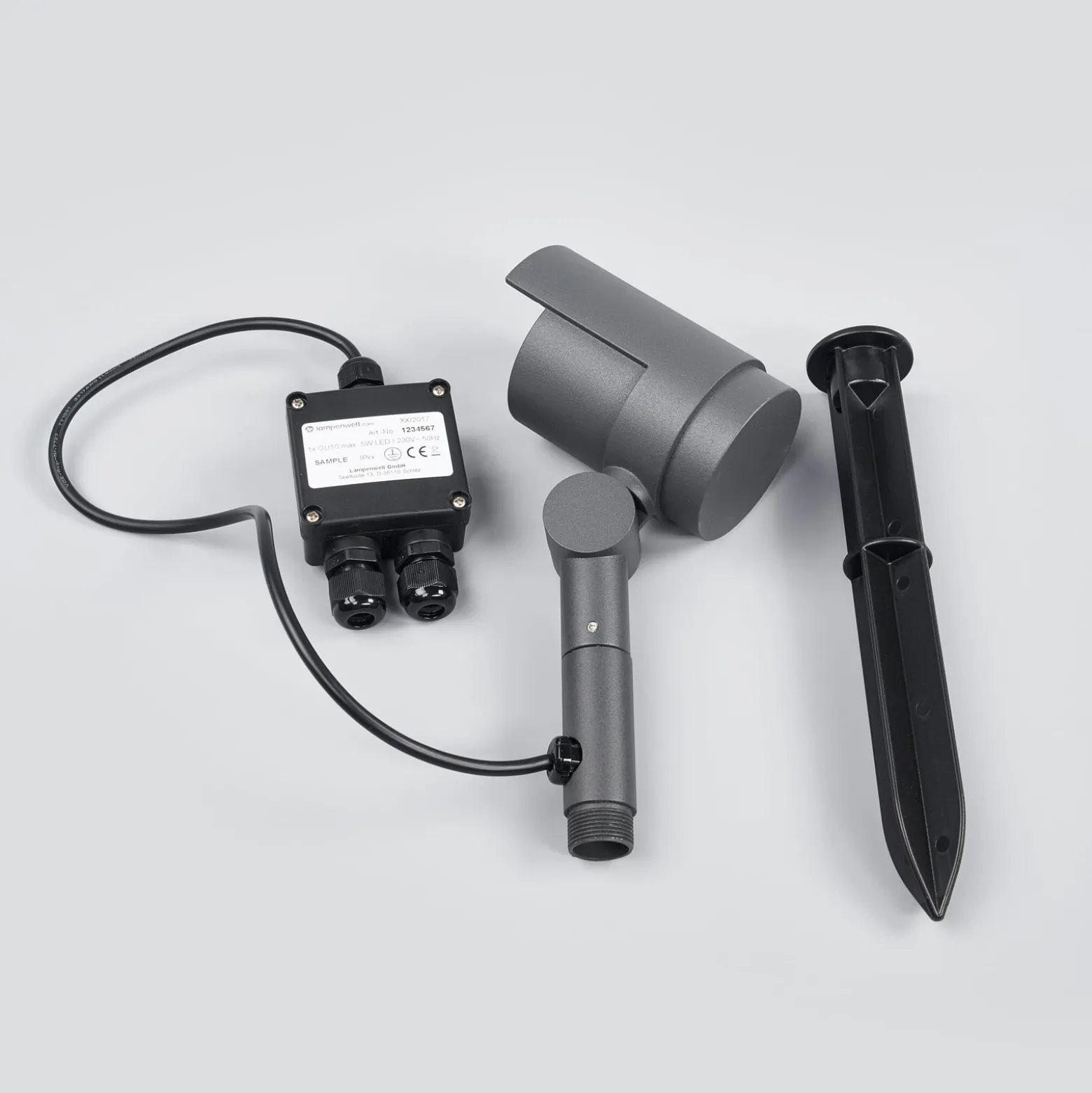 Lucande LED-Erdspießstrahler Beatrix, anthrazit, Alu, 45,7cm