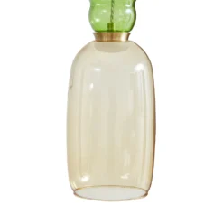 Lucande LED-Hängelampe Fay, gelb/hellgrün, Glas, Ø 15 cm