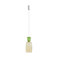 Lucande LED-Hängelampe Fay, gelb/hellgrün, Glas, Ø 15 cm