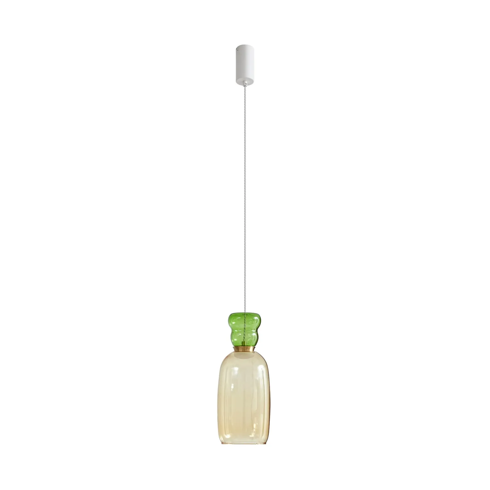 Lucande LED-Hängelampe Fay, gelb/hellgrün, Glas, Ø 15 cm