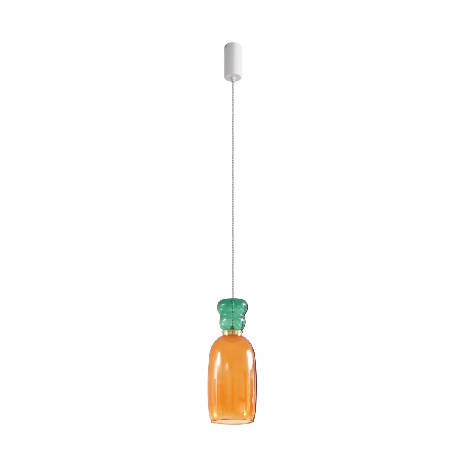 Lucande LED-Hängelampe Fay, orange/dunkelgrün, Glas, Ø 15 cm