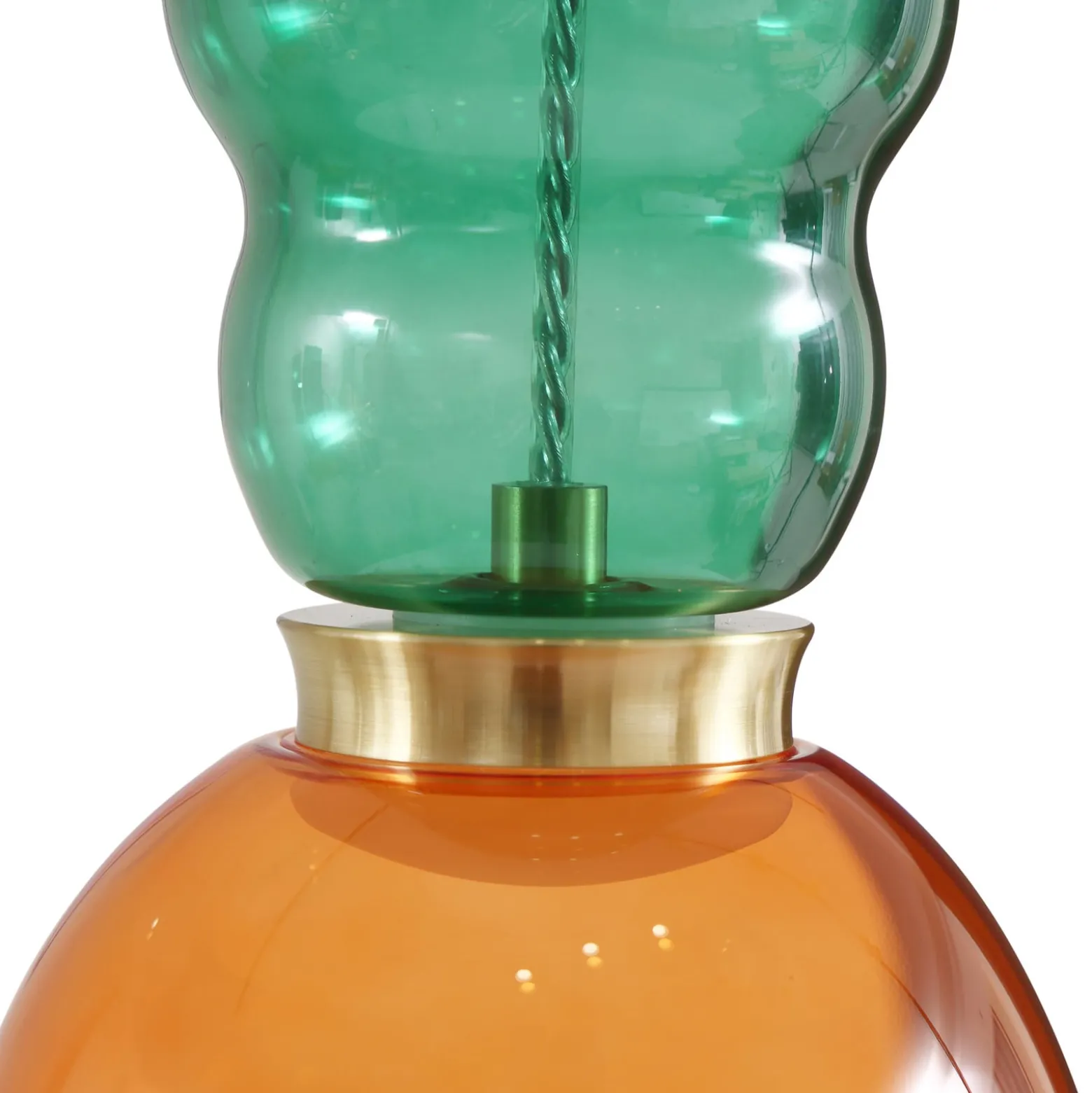 Lucande LED-Hängelampe Fay, orange/dunkelgrün, Glas, Ø 15 cm