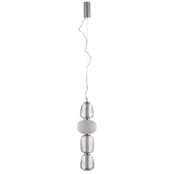 Lucande LED-Hängeleuchte Fedra, Glas, grau/weiß, Ø 17 cm