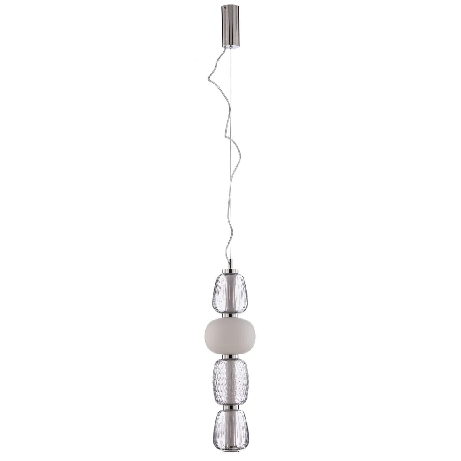 Lucande LED-Hängeleuchte Fedra, Glas, grau/weiß, Ø 17 cm
