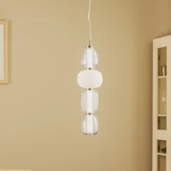 Lucande LED-Hängeleuchte Fedra, Glas, grau/weiß, Ø 17 cm