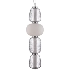 Lucande LED-Hängeleuchte Fedra, Glas, grau/weiß, Ø 17 cm