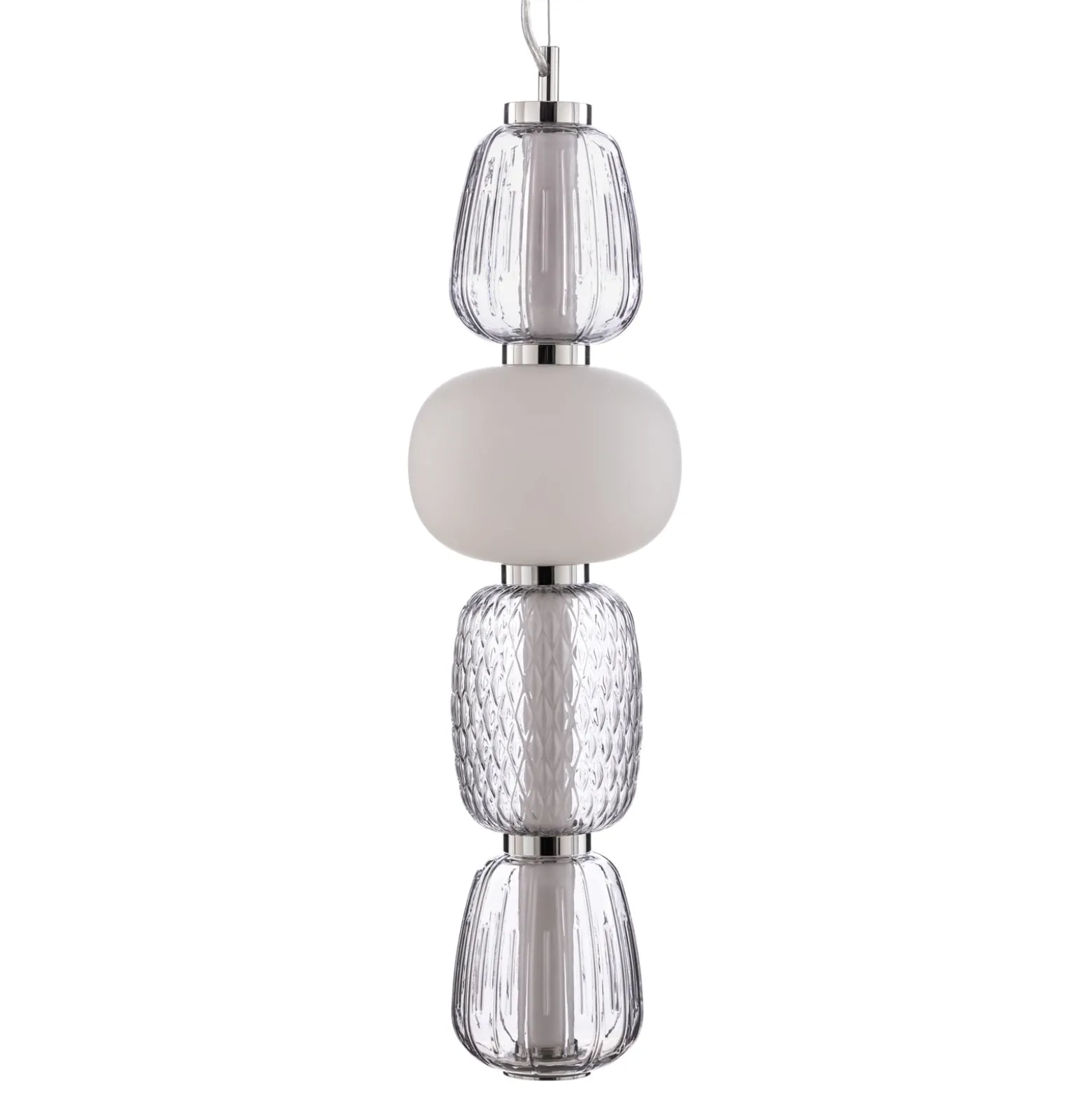 Lucande LED-Hängeleuchte Fedra, Glas, grau/weiß, Ø 17 cm