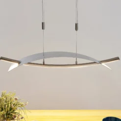 Lucande LED-Hängeleuchte Marija, 91 cm, silber, dimmbar