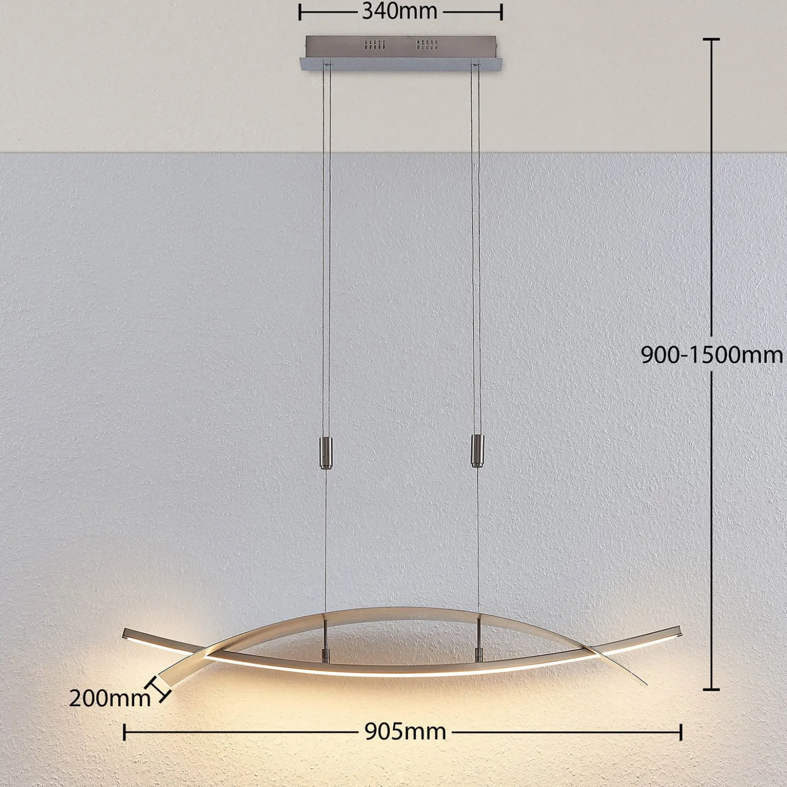 Lucande LED-Hängeleuchte Marija, 91 cm, silber, dimmbar
