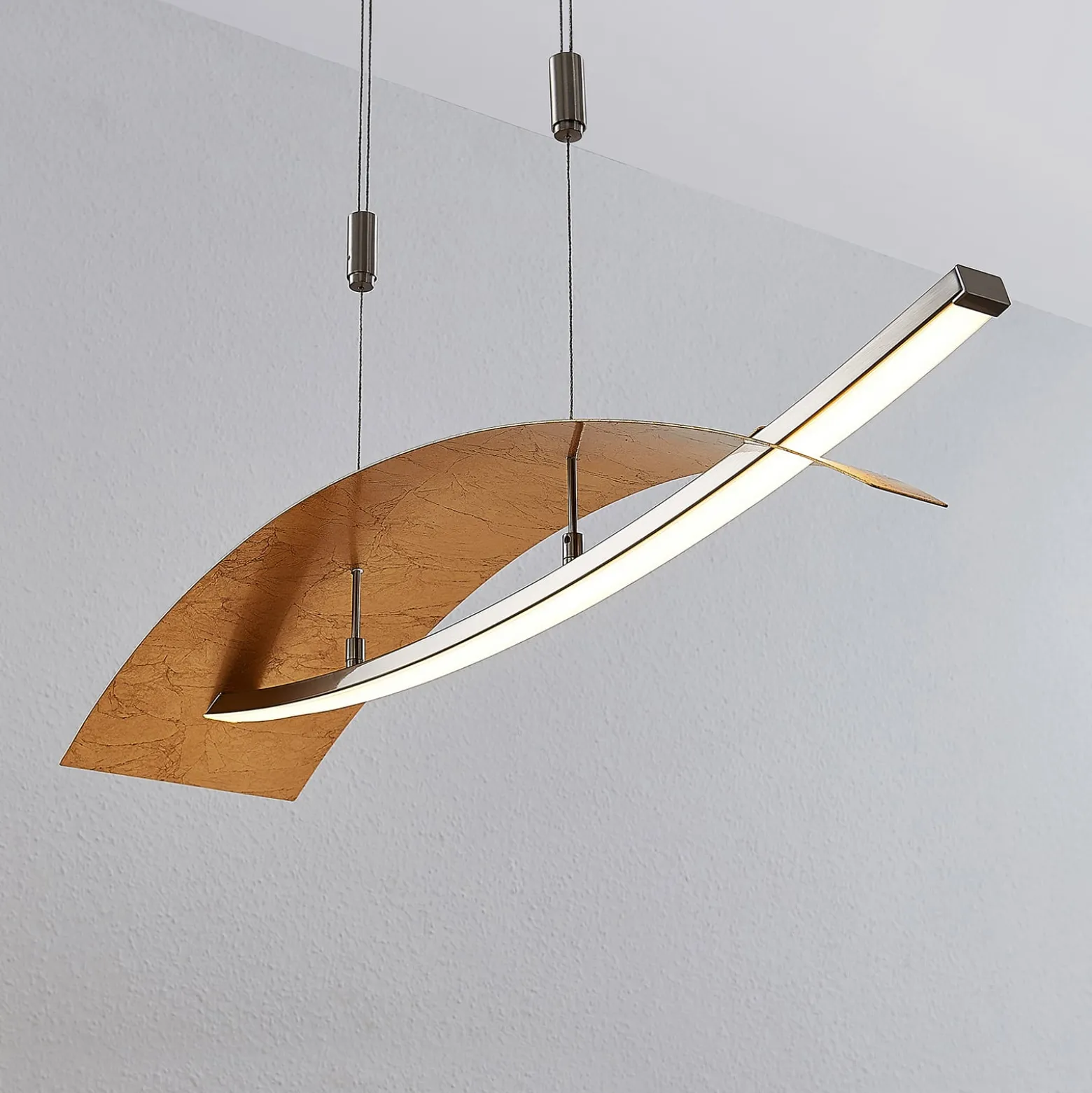 Lucande LED-Hängeleuchte Marija, 91 cm, goldfarben, dimmbar