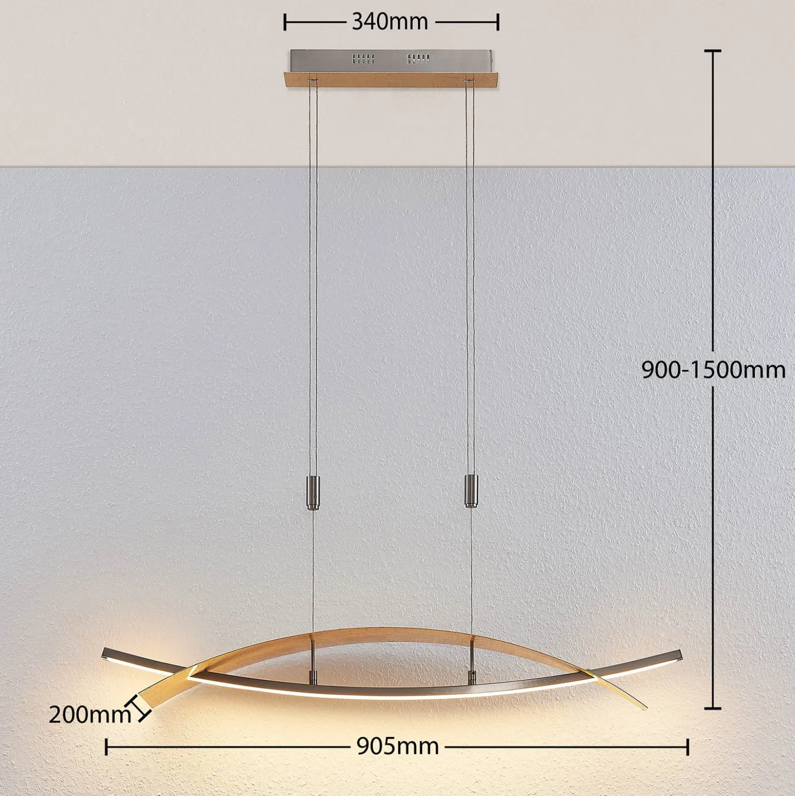 Lucande LED-Hängeleuchte Marija, 91 cm, goldfarben, dimmbar