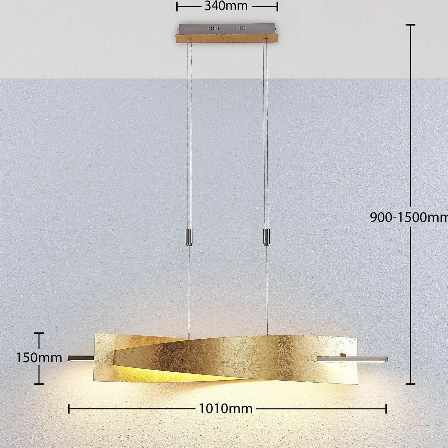 Lucande LED-Hängeleuchte Marija, 101 cm, goldfarben, dimmbar