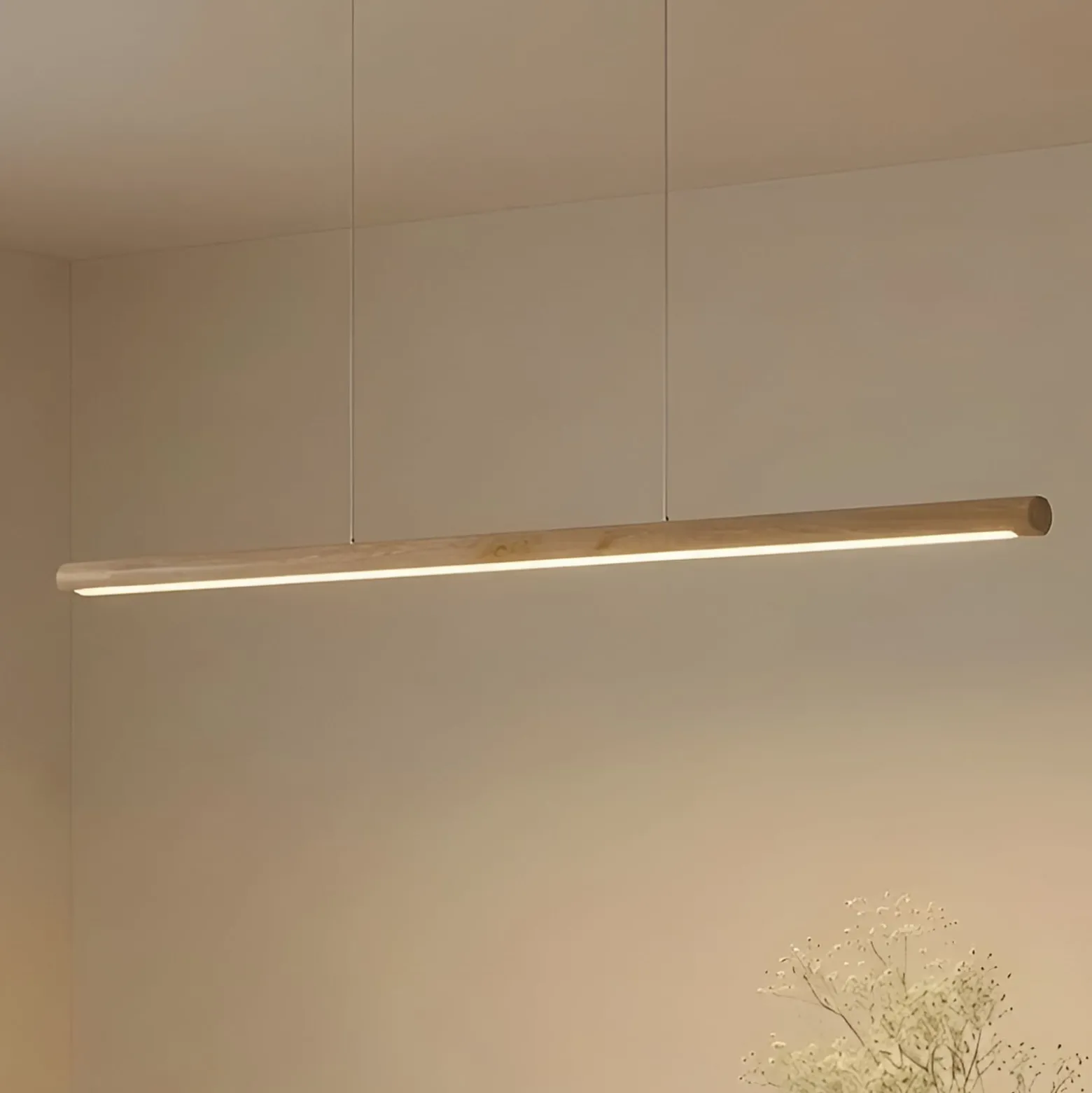 Lucande LED-Hängeleuchte Maruta, Holz, Balken, 120 cm, 3000K