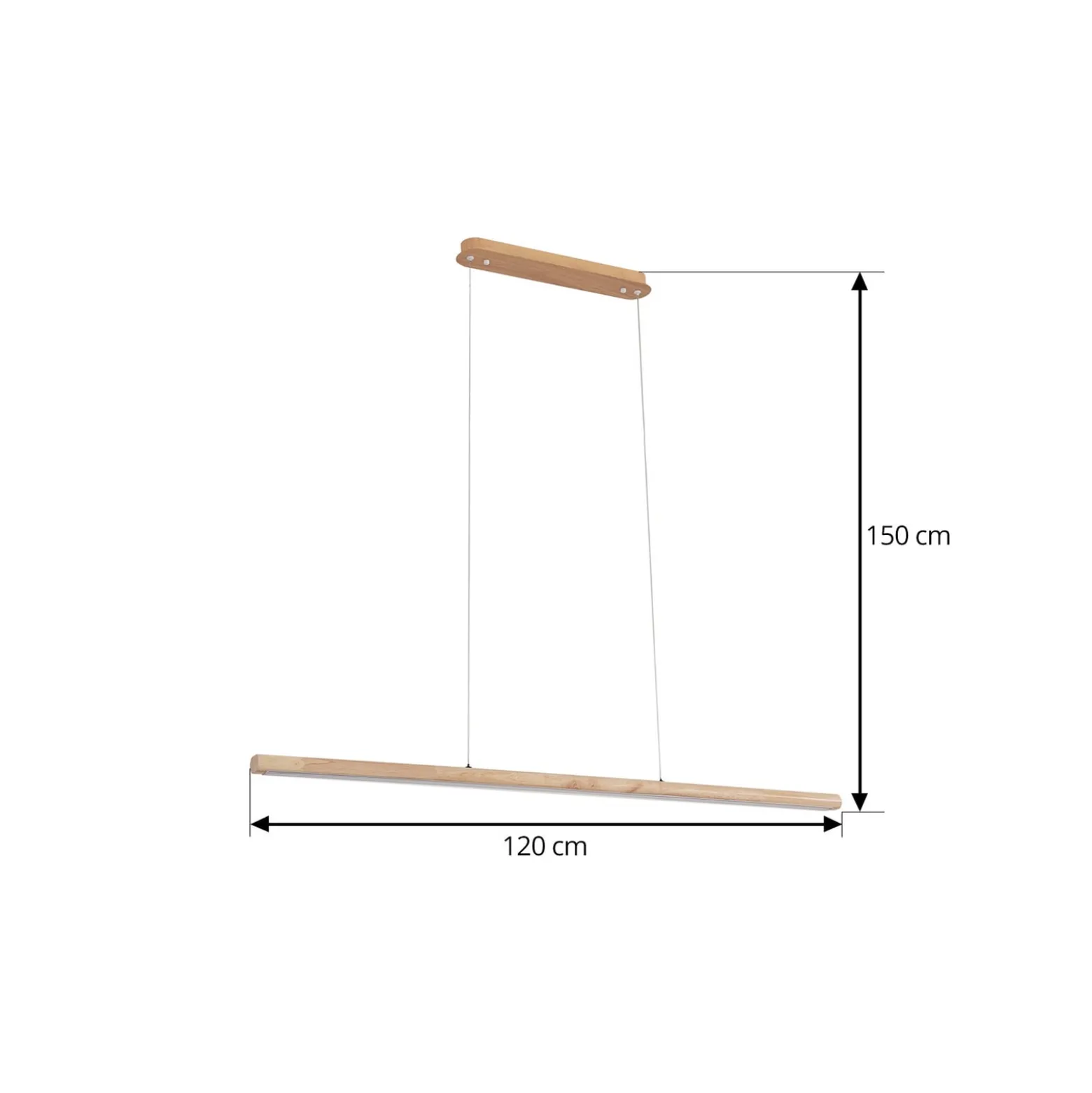 Lucande LED-Hängeleuchte Maruta, Holz, Balken, 120 cm, 3000K