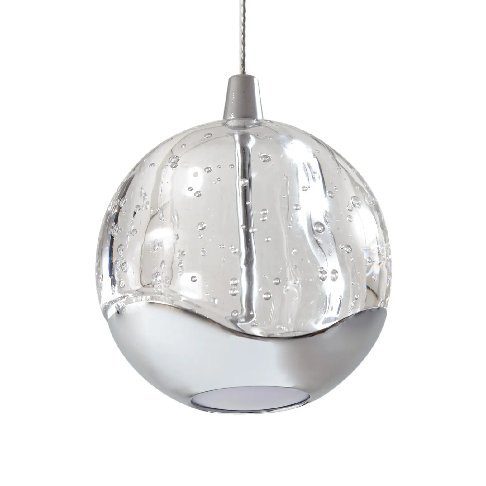 Lucande LED-Pendellampe Hayley, 96 cm, 5-flg., chrom, Glas