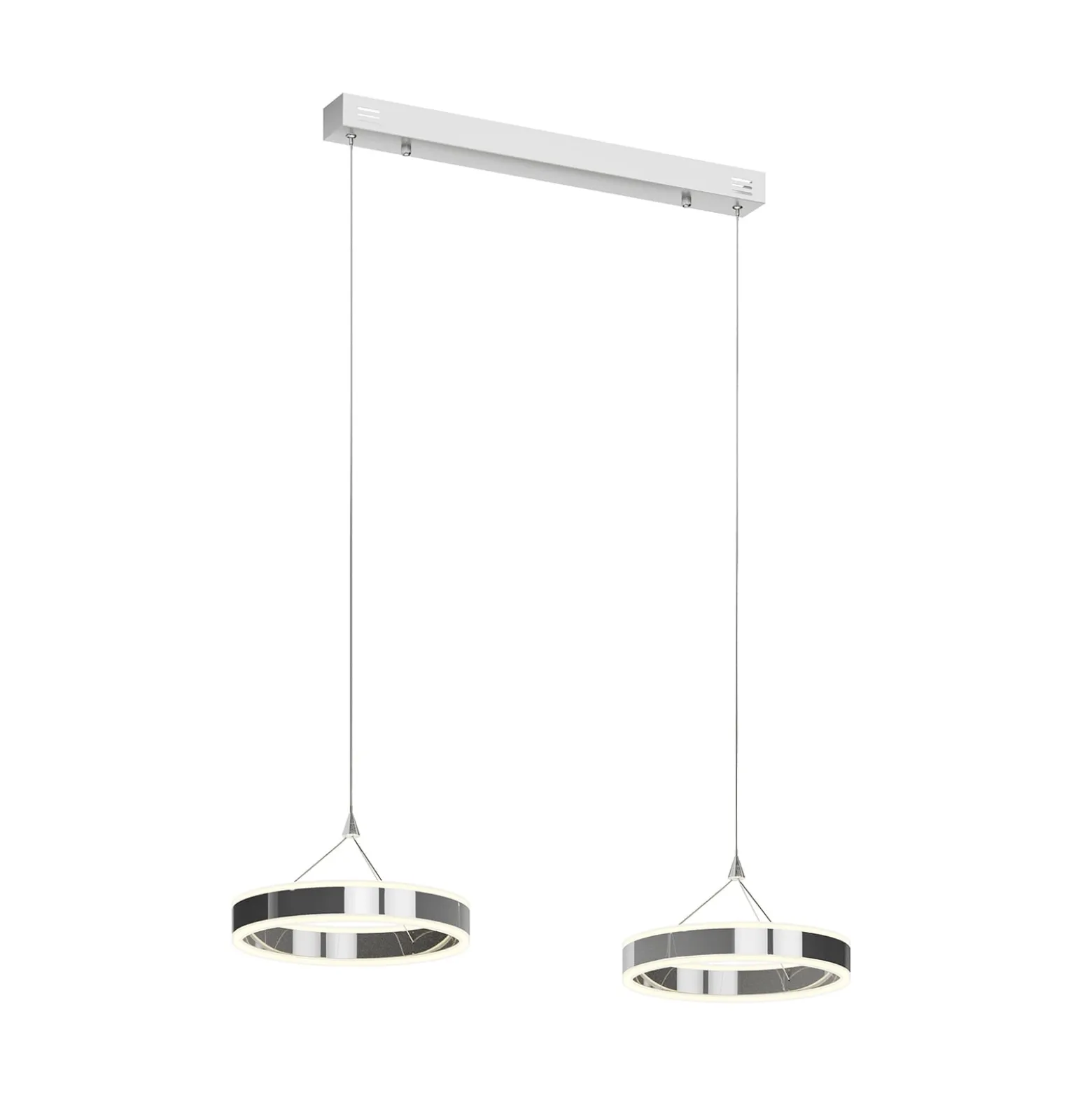 Lucande LED-Pendellampe Lyani, 85 cm, 2-flg., chrom, dimmbar