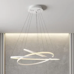 Lucande LED-Pendelleuchte Ezana, weiß, Metall, Ø 80cm