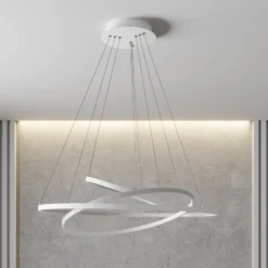 Lucande LED-Pendelleuchte Ezana, weiß, Metall, Ø 80cm