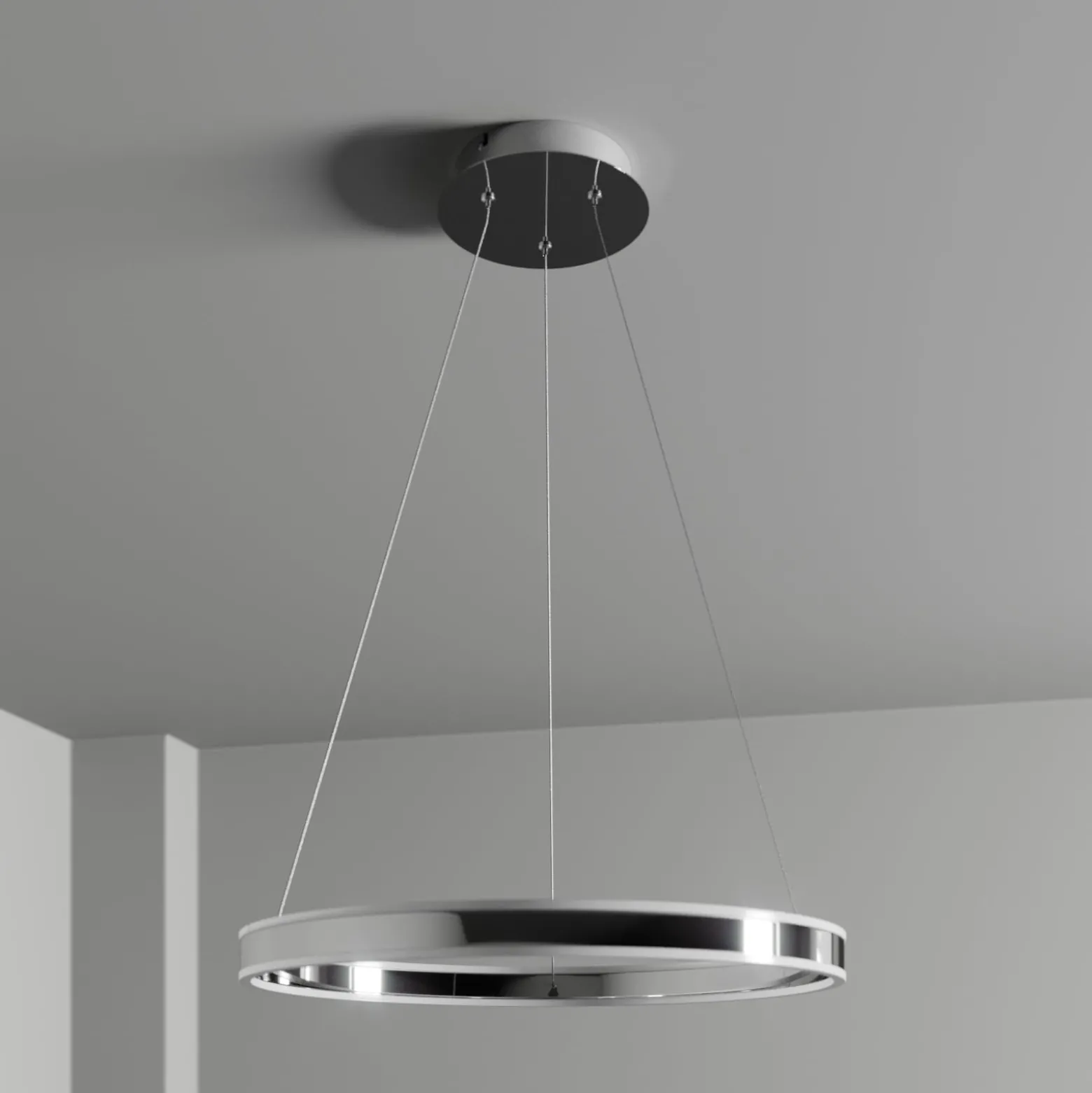 Lucande LED-Pendelleuchte Lyani, Ø 60 cm, chrom, dimmbar