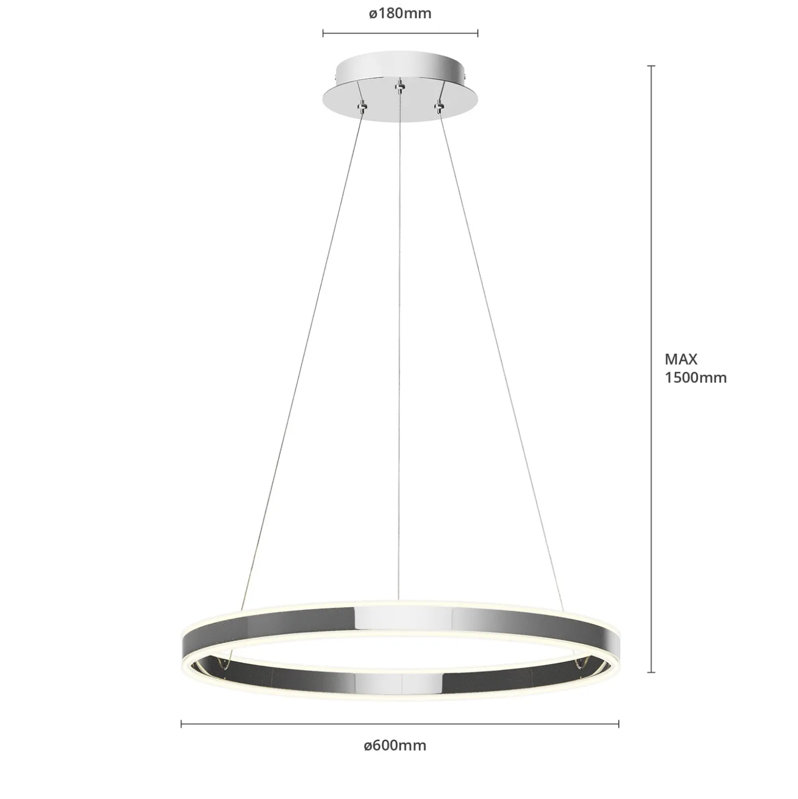 Lucande LED-Pendelleuchte Lyani, Ø 60 cm, chrom, dimmbar