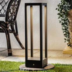 Lucande LED-Sockellampe Carlota, 50 cm, anthrazit, Aluminium