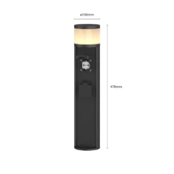 Lucande LED-Sockellampe Corban, grau, Steckdosen, IP44