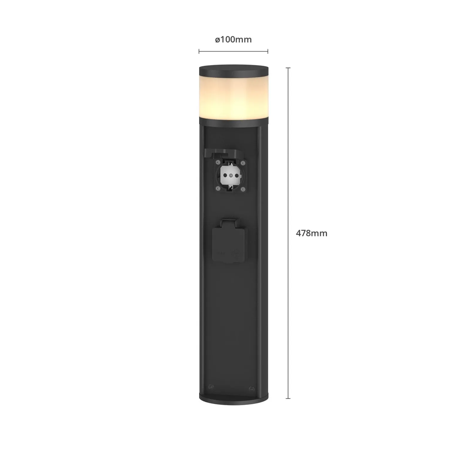 Lucande LED-Sockellampe Corban, grau, Steckdosen, IP44