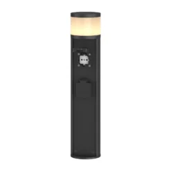 Lucande LED-Sockellampe Corban, grau, Steckdosen, IP44