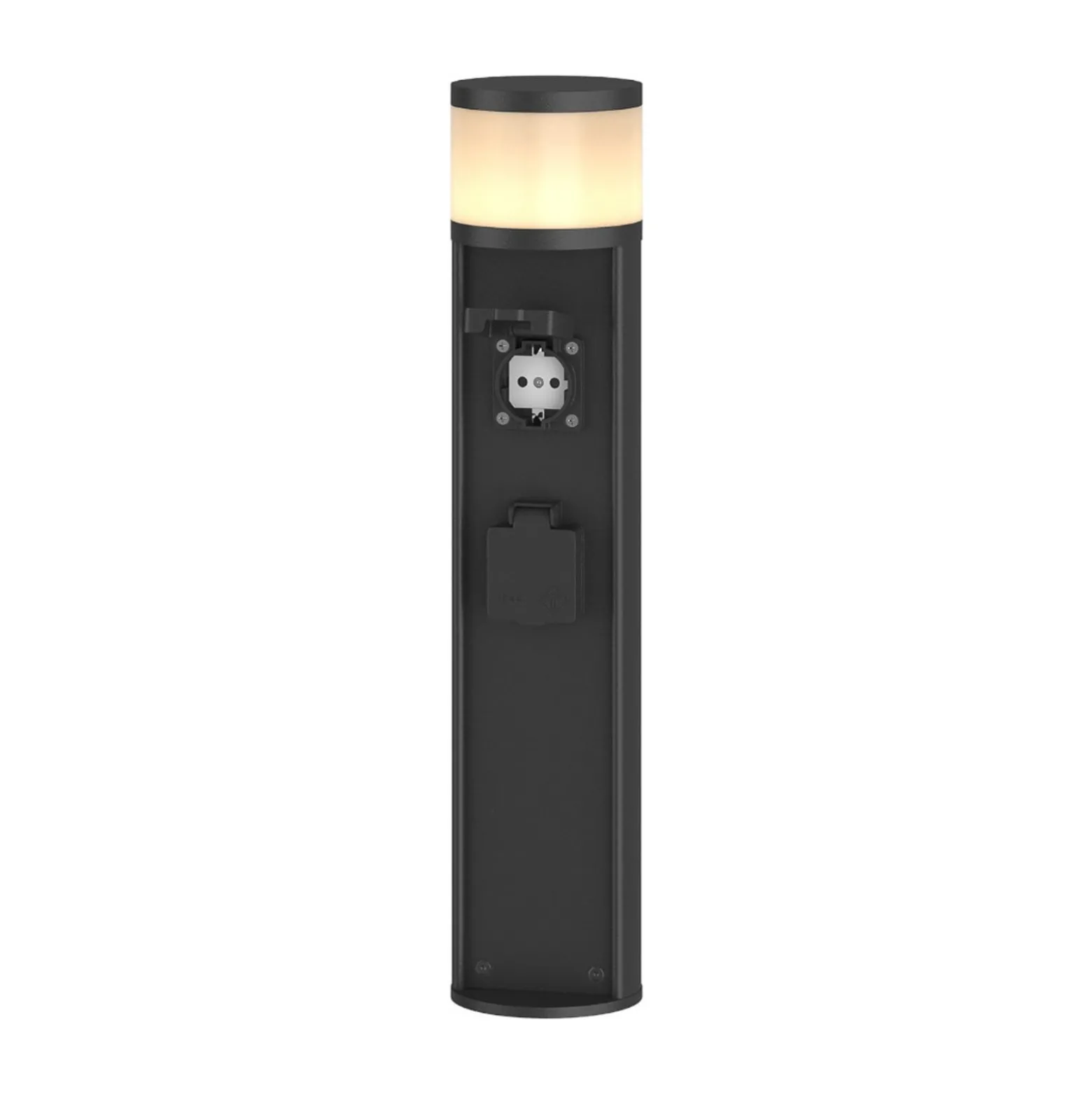Lucande LED-Sockellampe Corban, grau, Steckdosen, IP44