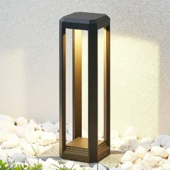 Lucande LED-Sockellampe Fery, anthrazit, Metall, 50cm, IP65