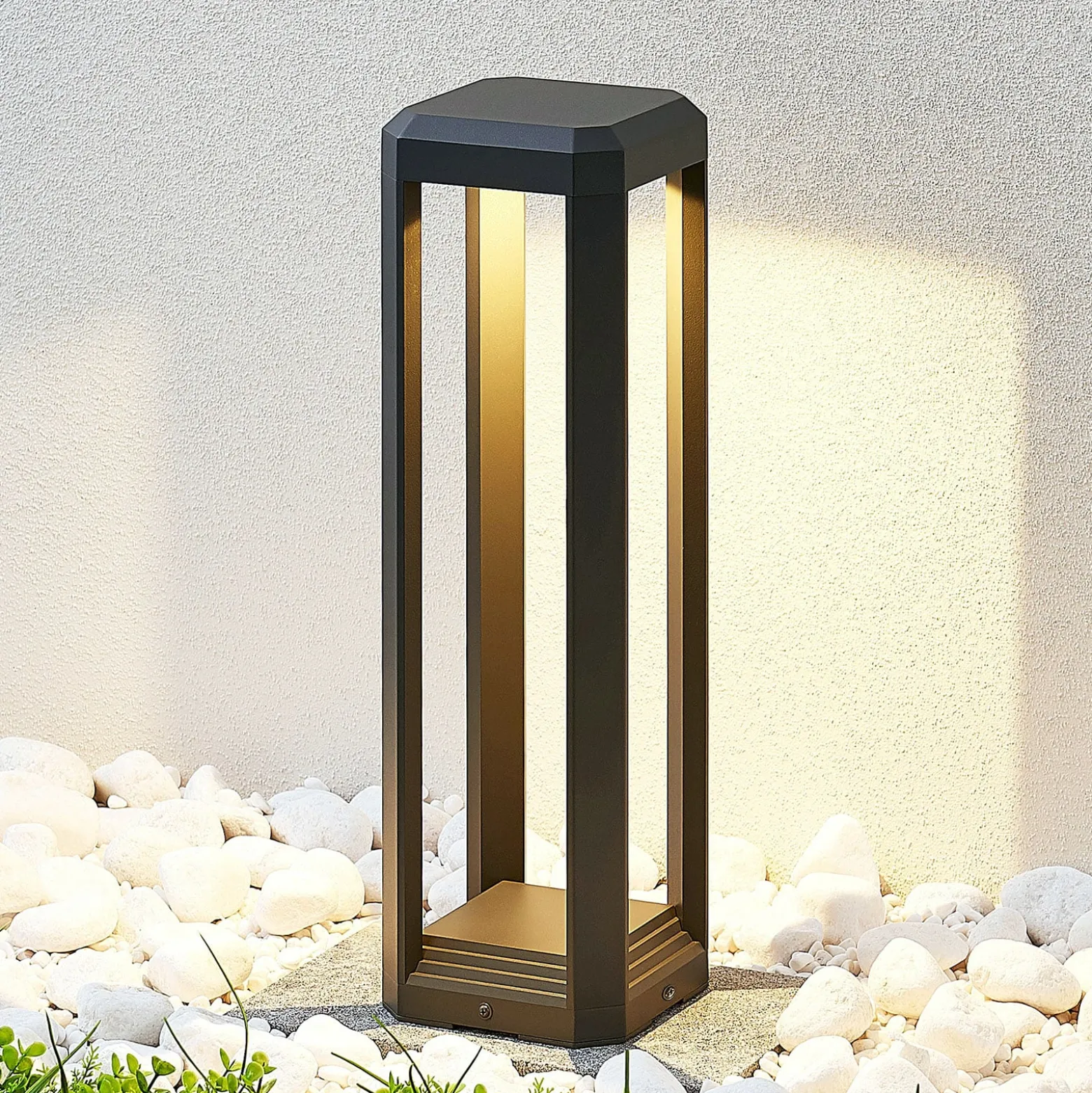 Lucande LED-Sockellampe Fery, anthrazit, Metall, 50cm, IP65