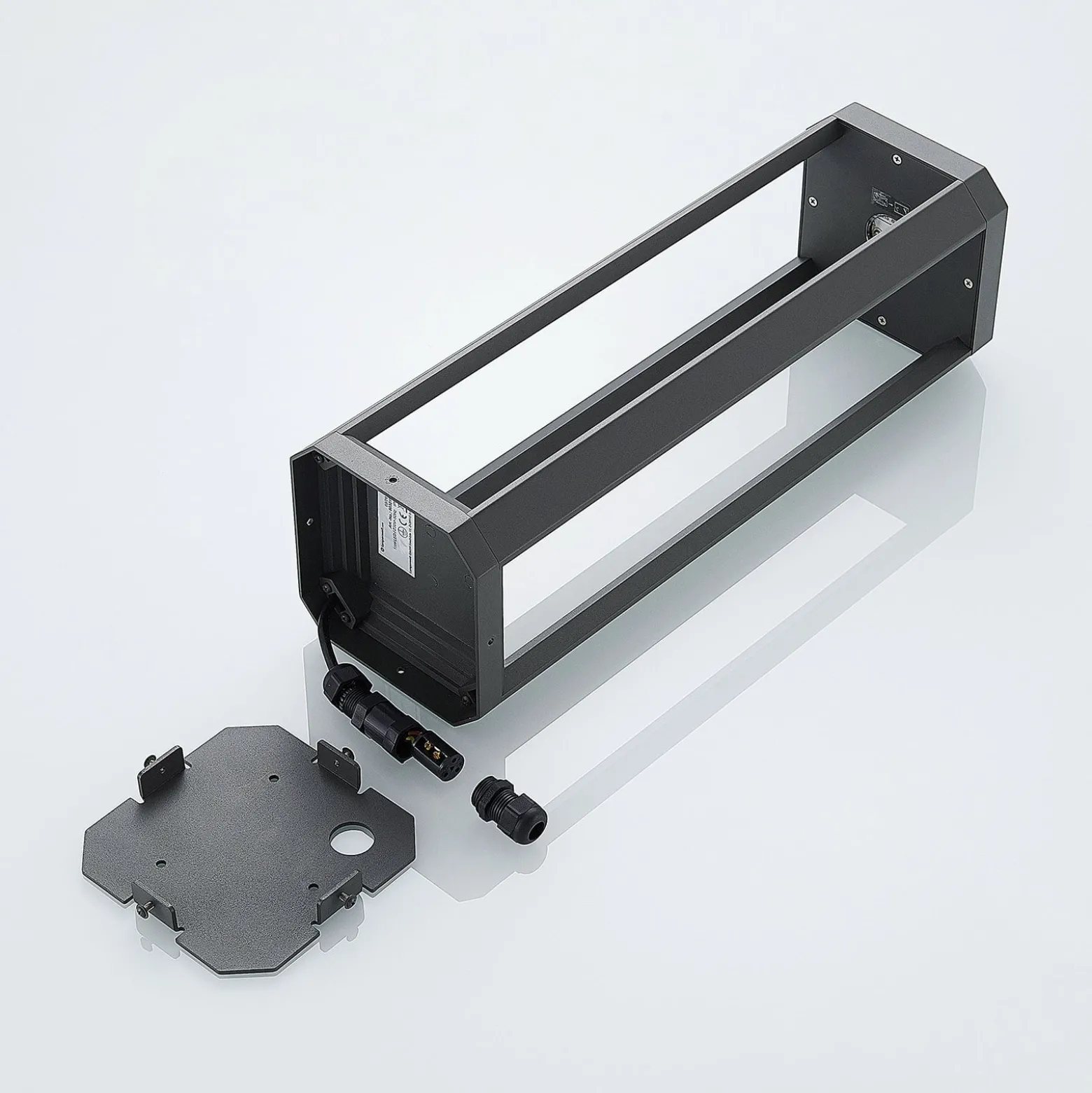 Lucande LED-Sockellampe Fery, anthrazit, Metall, 50cm, IP65