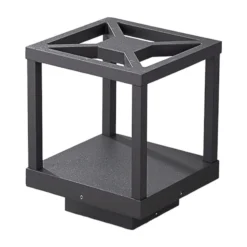 Lucande LED-Sockellampe Lealan, schwarz, Metall, 23 cm, IP54